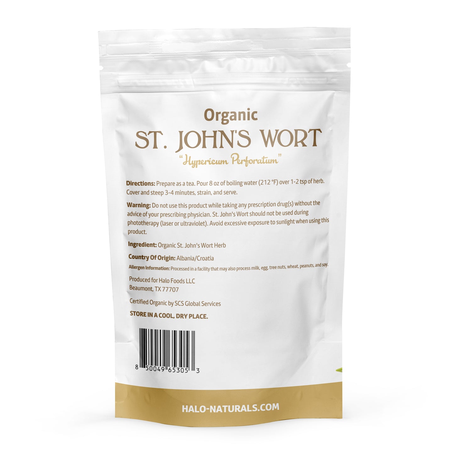 Organic St. John's Wort Herb Cut & Sifted, 4 Ounces