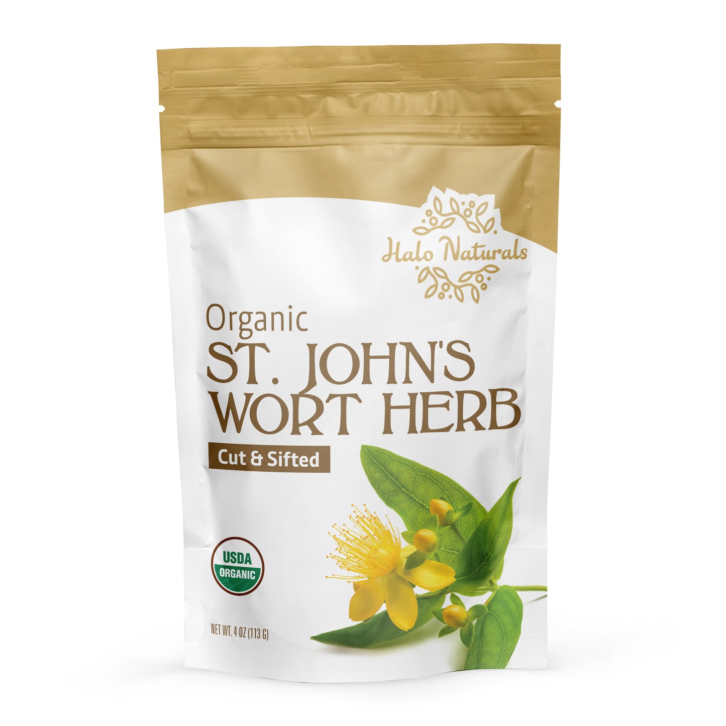 Organic St. John's Wort Herb Cut & Sifted, 4 Ounces