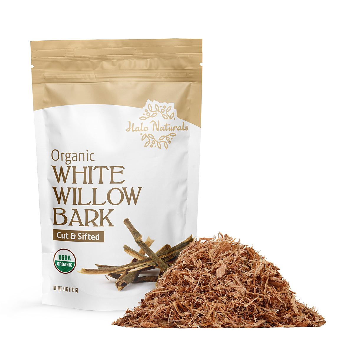 Organic White Willow Bark Cut & Sifted, 4 Ounces